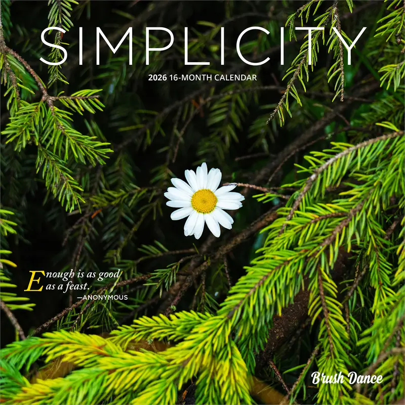 Simplicity | 2026 7 x 14 Inch (Hanging) Monthly Mini Wall Calendar | Brush Dance | Colorful Photography Inspiration Quotes 0