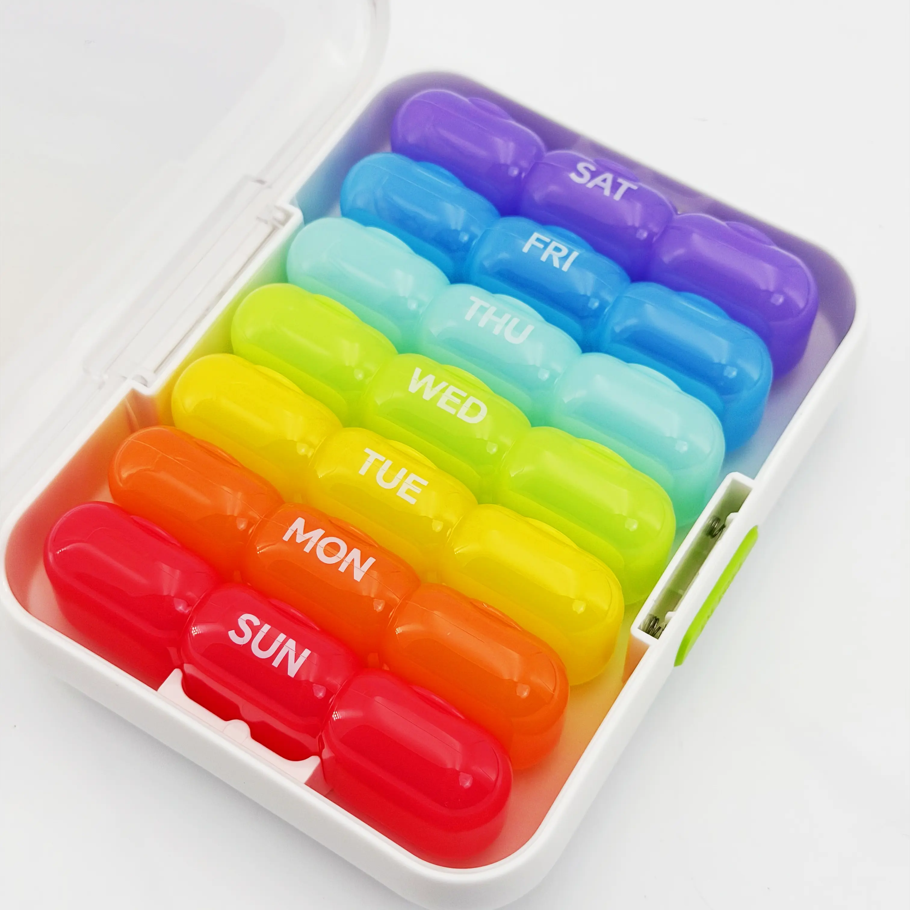 7-Day Weekly Pill Organizer - Compact Reusable Travel Size Tablet Storage Box, Large Lightproof Home Container for Vitamins, Medications, Supplements & Fish Oil