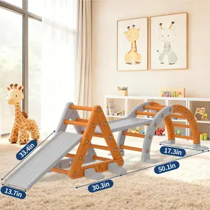 GAOMON 9-in-1 Indoor Playground Jungle Gym Playset, HDPE PP Plastic Toddler Climbing Toys, Arch Ramp Ladder & Slide for Ages 1-8, Perfect Kids Birthday & Children's Day Gift - SummerVibes