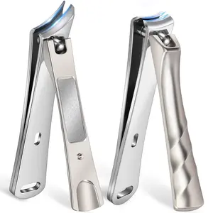 Nail Clippers for Men with Slanted Curved Blade, Large Heavy Duty Fingernail Clipper Stainless Steel Slanted Nail Cutter with Long Handle Gifts for Men Women Adults