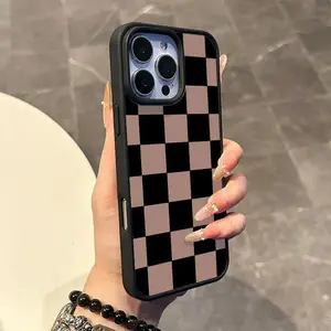 Monochrome Checkerboard Magnetic Phone Case for iPhone 11/12/13/14/15/16/17 Pro Max, Anti-Slip Ultra Thin Aesthetic Touch for Daily Use Phone Cover