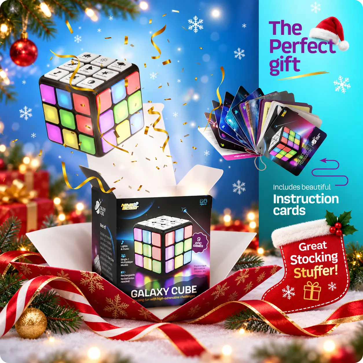 Light up Galaxy cube - 9 Thrilling games!  Perfect for birthday gift and stocking stuffer
