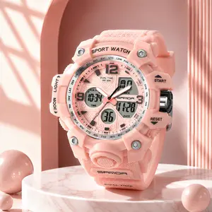 Trendy Aesthetic Waterproof Digital Watch for Women and Students Stylish Dual Display LED Electronic Wristwatch with Hourly Chime Alarm Casual Sports Fashion Accessory Perfect Everyday Wear for Teen Girls Minimalist Y2K Style Daily Gift