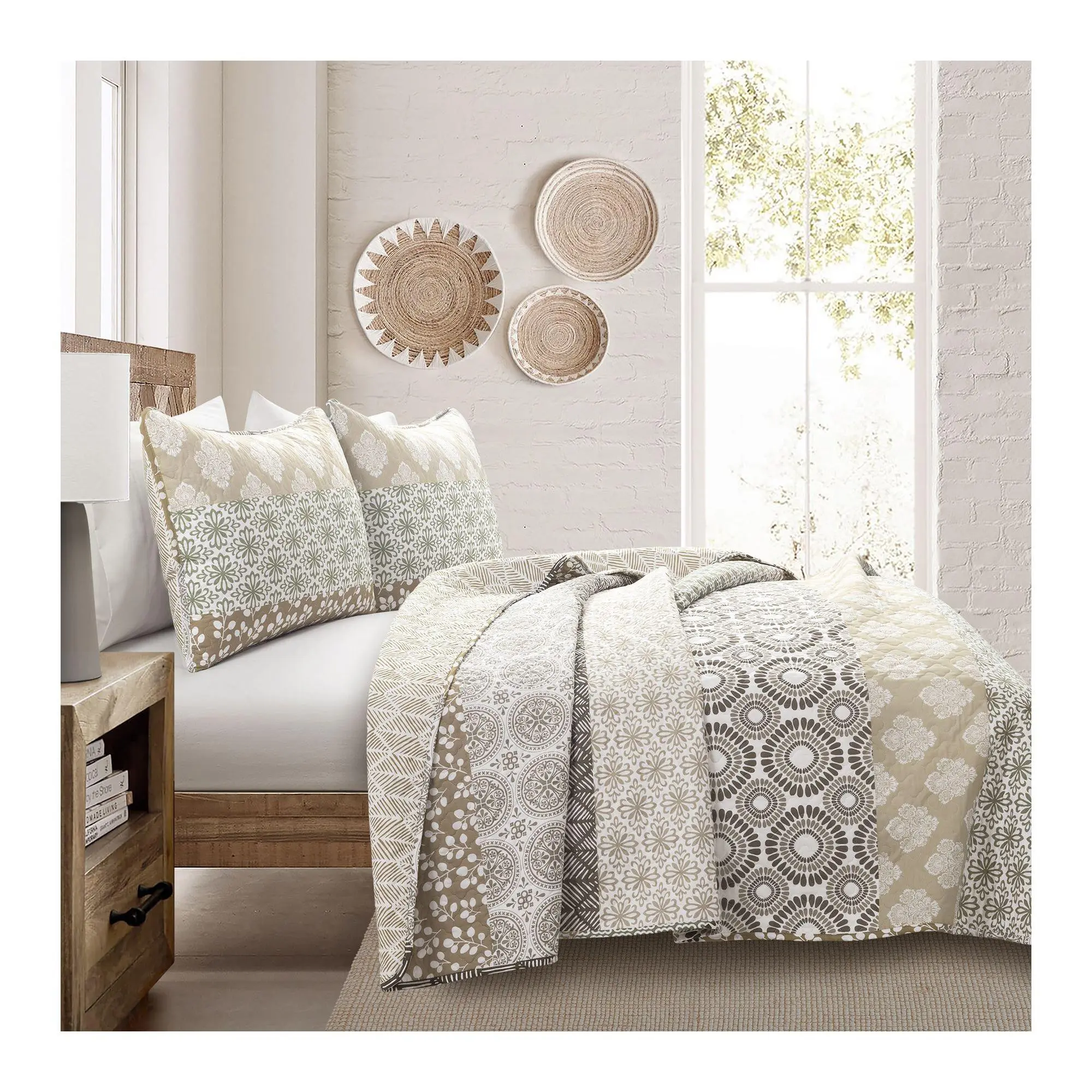 Lush Decor Bohemian Stripe Quilt 3pc Set Full/Queen