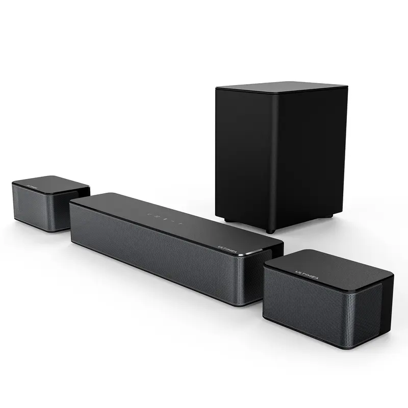 ULTIMEA Poseidon M3T 5.1 Soundbar with HiFi Subwoofer, 352W (200W+) 24V High-Power Home Cinema Audio System for Smart TV, Adjustable Surround & Bass, Plug, Dial-In & Hand Control, HDMI ARC