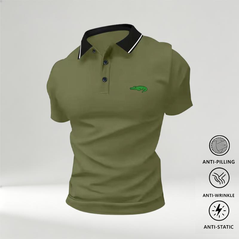 Men's New Polo Shirts (Pack of 5) - Summer Short-Sleeve, Turn-Down Collar, Crocodile Print, Anti-Wrinkle, Chic Look, Breathable Comfortable Fabric - Men's Clothing for Business Travel, Dates