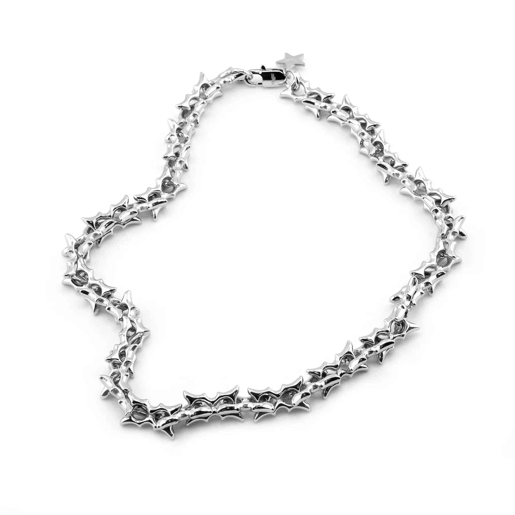 Cyber Link Chain Necklace - Stainless Steel Grunge Statement Necklace
