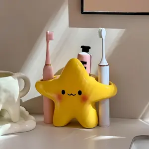 Cute star-shaped couple bathroom toothbrush and toothpaste holder, suitable for dormitory and bathroom use