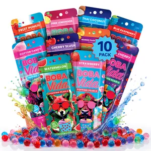 Boba Vida Popping Pearls Assorted Pouches - 10 Pouches with Fruit Flavors Including Mango & Strawberry