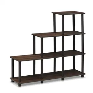 TURN-N-TUBE Storage Shelves, 4-Tier Ladder Book Shelf, 6 Cube Open frame Corner Shelf, Toolless Assembly, Open Shelves, for Organization and Storage, Living