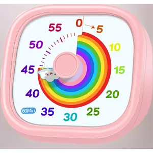 60-Minute Visual Timer for Kids – Rainbow Disk Countdown Clock, Silent Operation Pomodoro Timer for Classroom, Home & Office. Time Management Tool for Toddlers & Students – See Time Passing, Reduce Anxiety, Build Focus! Pink