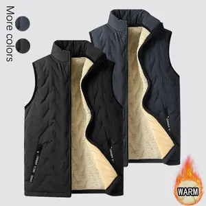 1-piece men's winter thermal vest with wool lining, regular fit, machine washable, casual style, men's top, solid color vest, black, lightweight fabricGift
