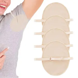 2 Pairs Armpit Sweat Pads Reusable Washable Underarm Sweat Pads with Shoulder Strap Under Arm Sweat Protectors Breathable Absorbent Sweat Pads Guards for Women Men (Nude)