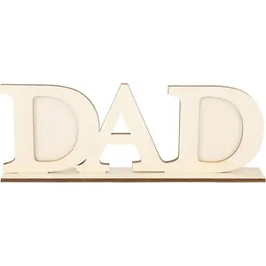 Father's Day Gifts, Wooden DAD Picture Frame to Paint DIY Blank Table Sign with Base,Dad Gifts From Daughter, Father's Day Farmhouse Table Centerpiece Decor Photo Frame Decor Christmas Thanksgiving Birthday Gift
