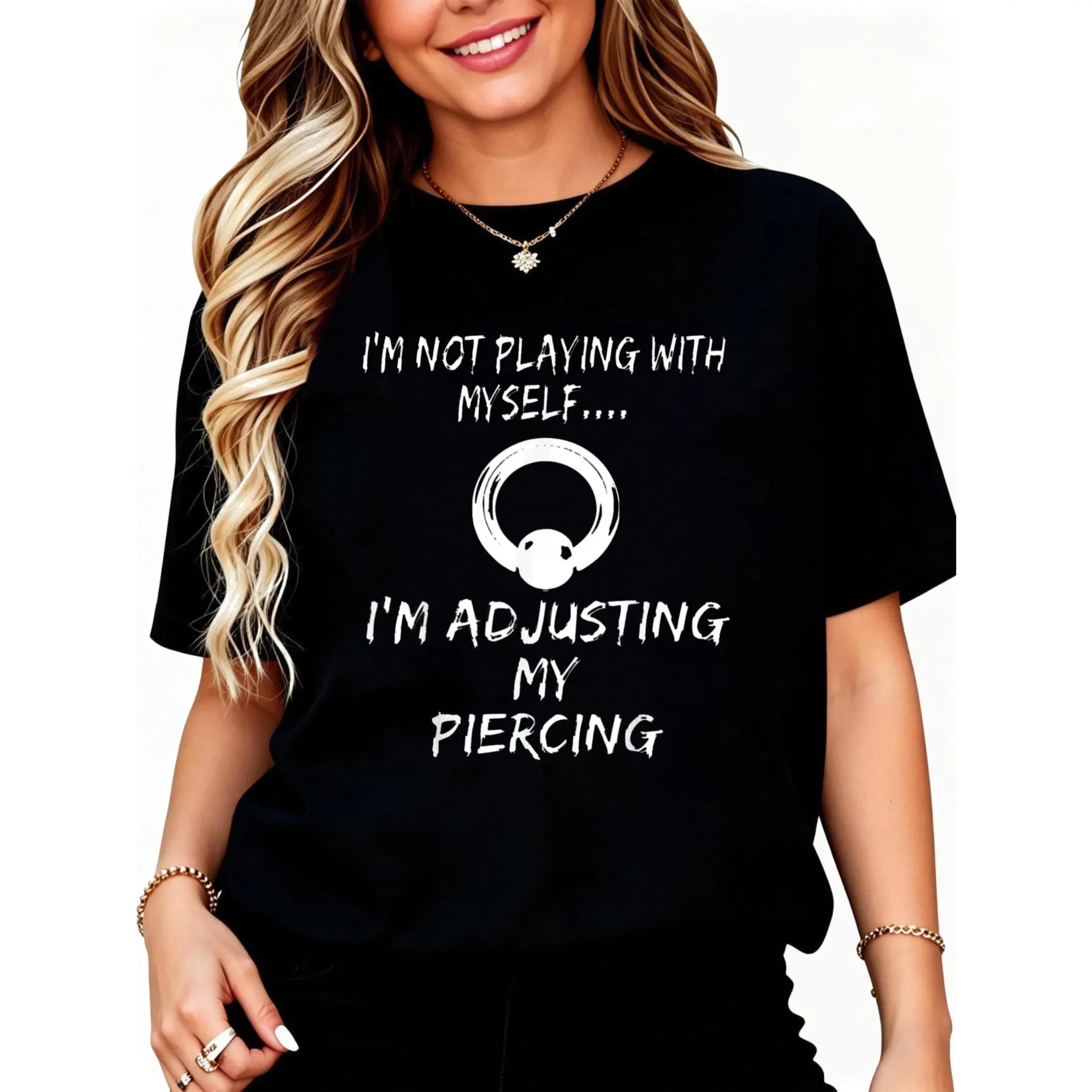 100% Cotton Piercer Shirt Just Adjusting Prince Albert Body Piercing Tee T-Shirt