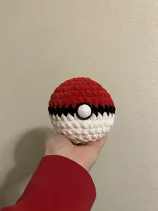 Handmade Crocheted Red & White Ball
