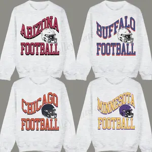 Vintage City Football Sweatshirts – Unisex Retro Crewneck Pullover, Ash Grey Cotton Blend, Game Day & Casual Wear, Custom Your Team City