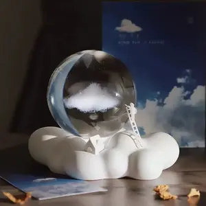 Creative Cloud Night Light Crystal Ball Ornament, Dreamy Cloud Night Light with Fluffy Cloud Inside, Cozy Ladder House Design