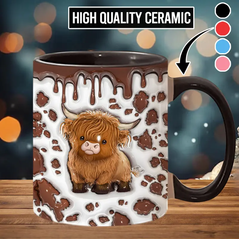 Adorable Baby Highland Cow Coffee Mug Ceramic Coffee Mug - hlc5143