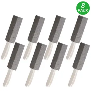 8 Pack Scouring Stick with Short Handle Pumice Stick Cleaner Pumice Stick Cleaner Pumice Stone for Removing Toilet Bowl Ring Pool Bathroom Toilet Brush Gray