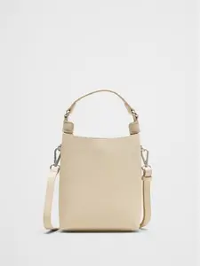 Women Vegan Leather Micro Mini Bucket Crossbody Bag - Bone