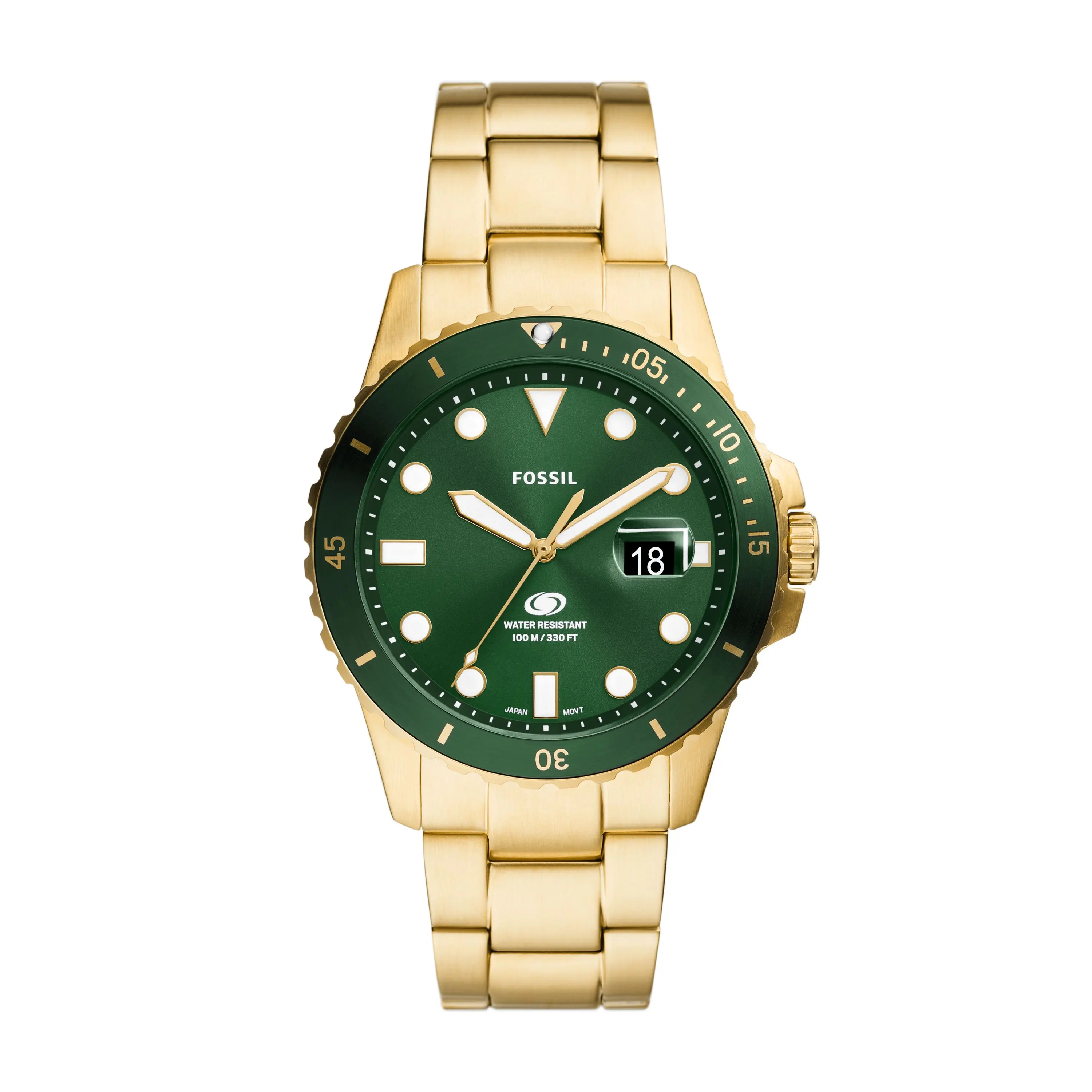 Fossil Men's Fossil Blue Dive 42mm Three-Hand Date, Gold-Tone Stainless Steel Watch
