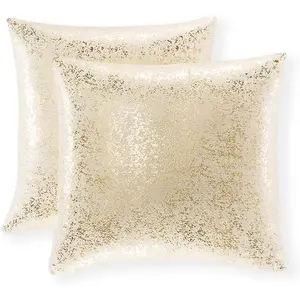 Champagne Throw Pillows 16x16 inch, Gold and White Pillow Covers, t of 2,Glitter Decorative Velvet Pillow Covers,Solid Color Cushion Covers for Sofa Bedroom Car (Bronzing- Champagne)