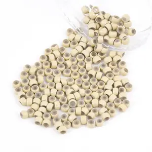 200Pcs 3mm Blonde Color Silicone Lined Micro Ring Beads for Hair Extensions