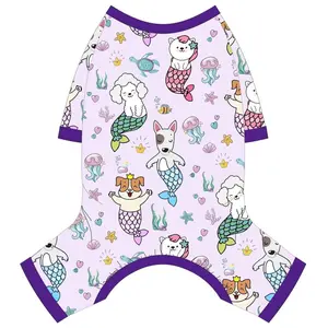 PetPals Dog Pajamas Pjs Spring Summer Dog Clothes for Small Dogs Girl Boy Soft Stretchy Tiny Chihuahua Yorkie Puppy Clothes Doggie Onesies Cat Pet Jammies Outfit Mermaids Plaid Design