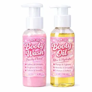 Peachy Clean Booty Wash + Glow Booty Oil Set  | Butt Care Skincare Routine | Hydrating Body Oil for Smooth Skin Cleansing Cleanser | Peach scent