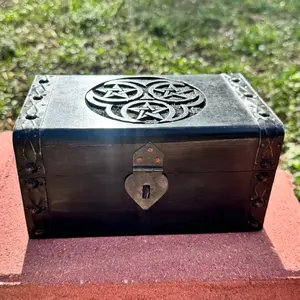 Pentacle & Triple Moon Wood Box