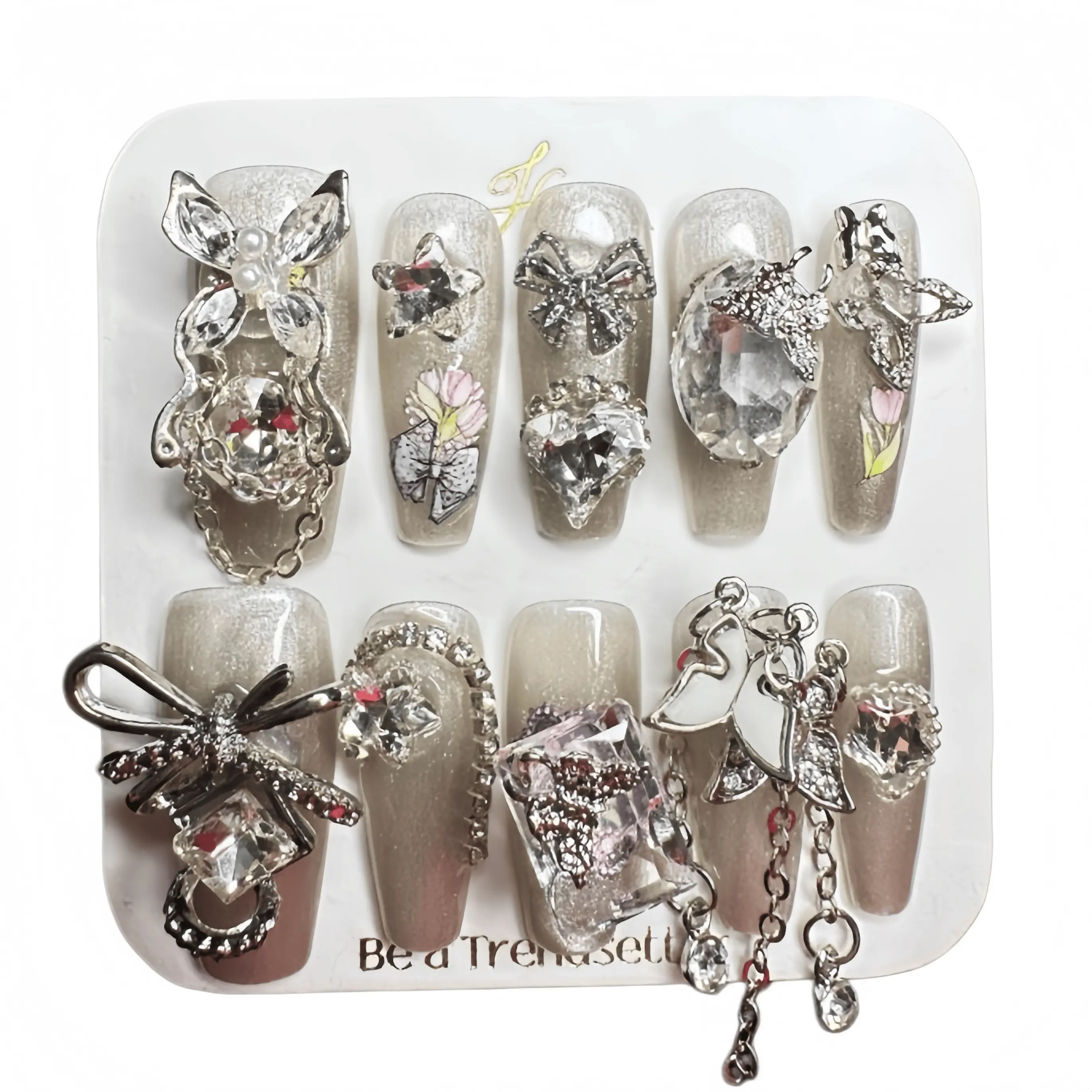 J33 Handmade Press-On Nails | Water-drop butterfly | acrylic press-on| fake nails | high quality 10 pcs|reusable nails|nail art|nail charm | Salon-Quality, Long-Lastinghigh qualityHoliday Nail Art for Everyday Wear or Gift
