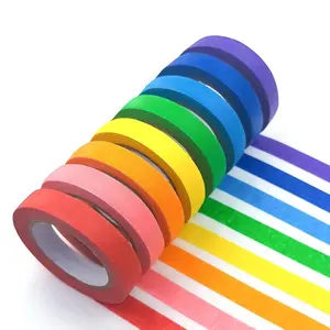 8Count Colored Masking Tape - Painters Tape, Rainbow Colors Rolls,Art Supplies, Great for Crafts, Labeling, DIY Decorative, 1/2 Inch Masking Tape- Tiny Size