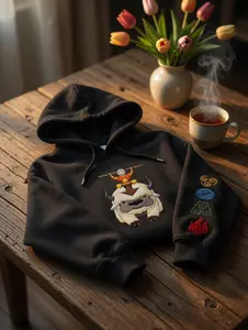 Appa Embroidered Sweatshirt, Anime Yip Yip Crewneck, Cozy Fleece Apparel