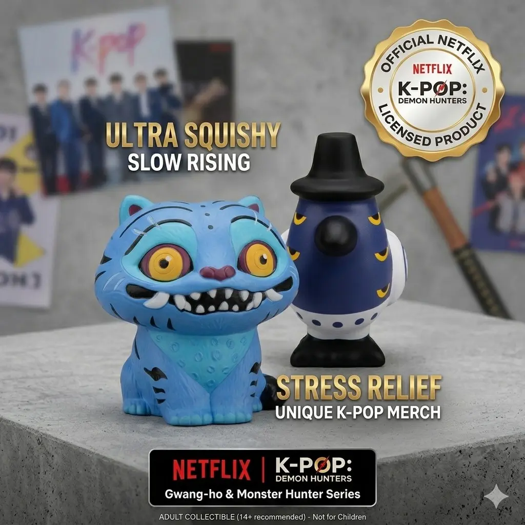 1/2PC Official Netflix K-Pop Demon Hunters Squishy, Gwang-Ho & Monster Hunter Series, character figurine, Stress Relief Toy, Desktop Ornament, Adult Collectible, collectible figurines, Collectible Items, Figurine