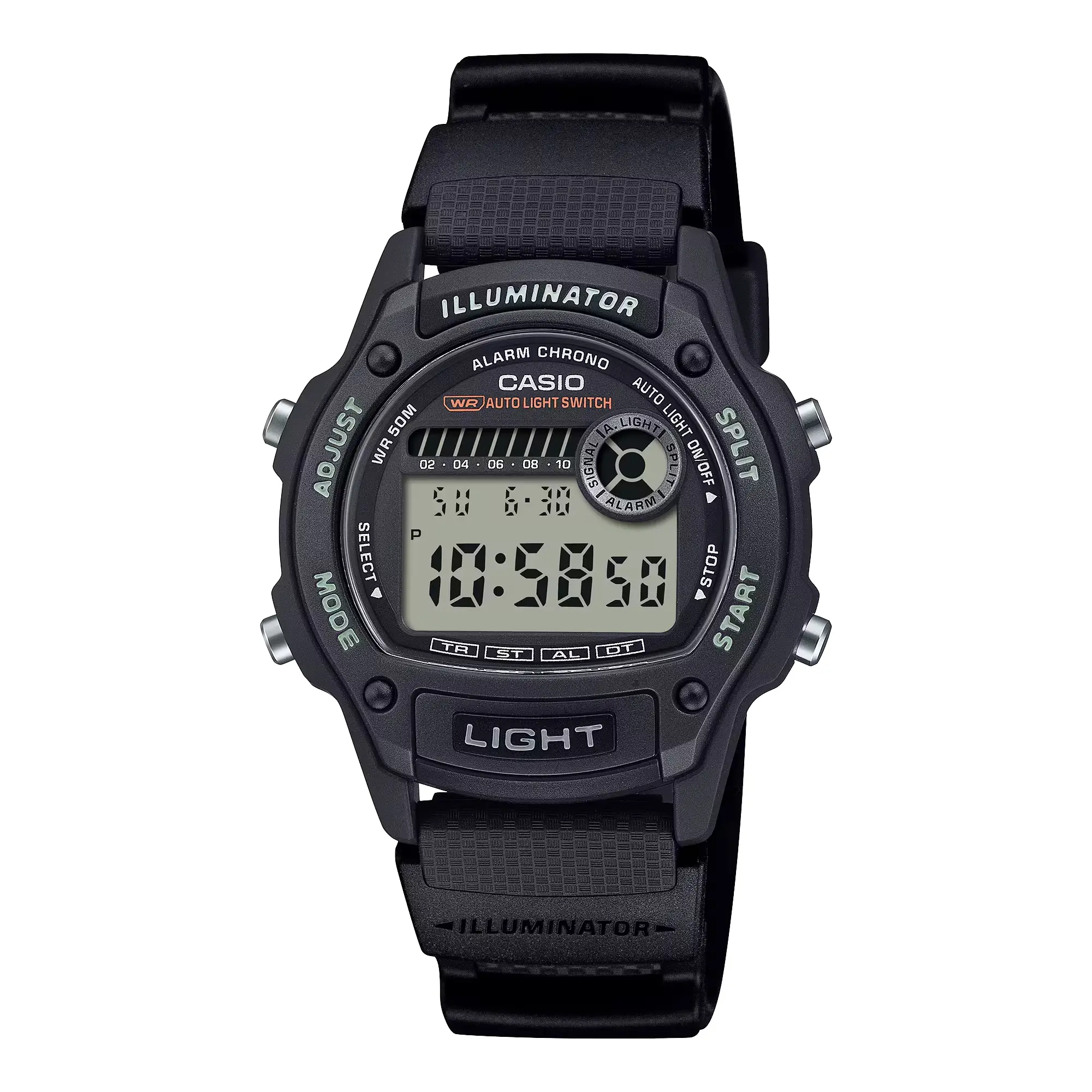 Casio Men’s Black Digital Watch with Gray Dial- W-220H-1AVCF