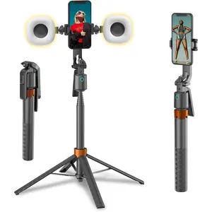 70"Auto Face Tracking Selfie Stick Tripod, 360 Rotation Tripod for iPhone,No App,iPhone Tripod Stand for Filming,Built-in Tracking Camera Tripod for Video Vlog Streaming