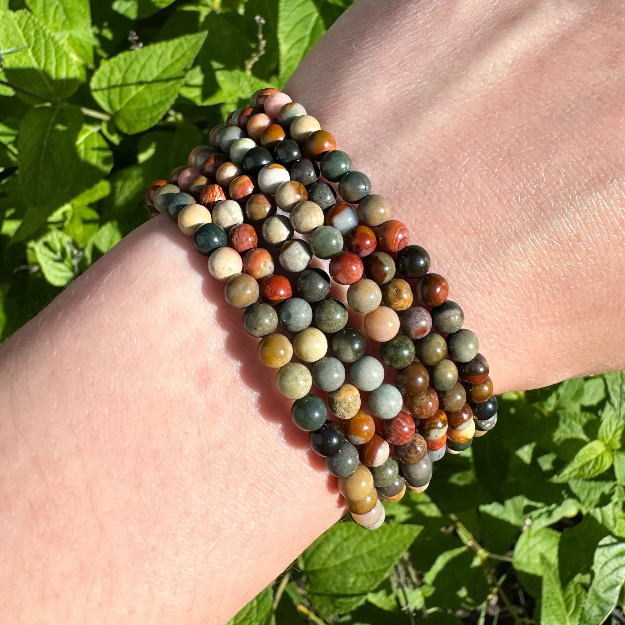 Polychrome Jasper Bracelet - 4mm, Handmade, Natural Crystals, Custom Sizes