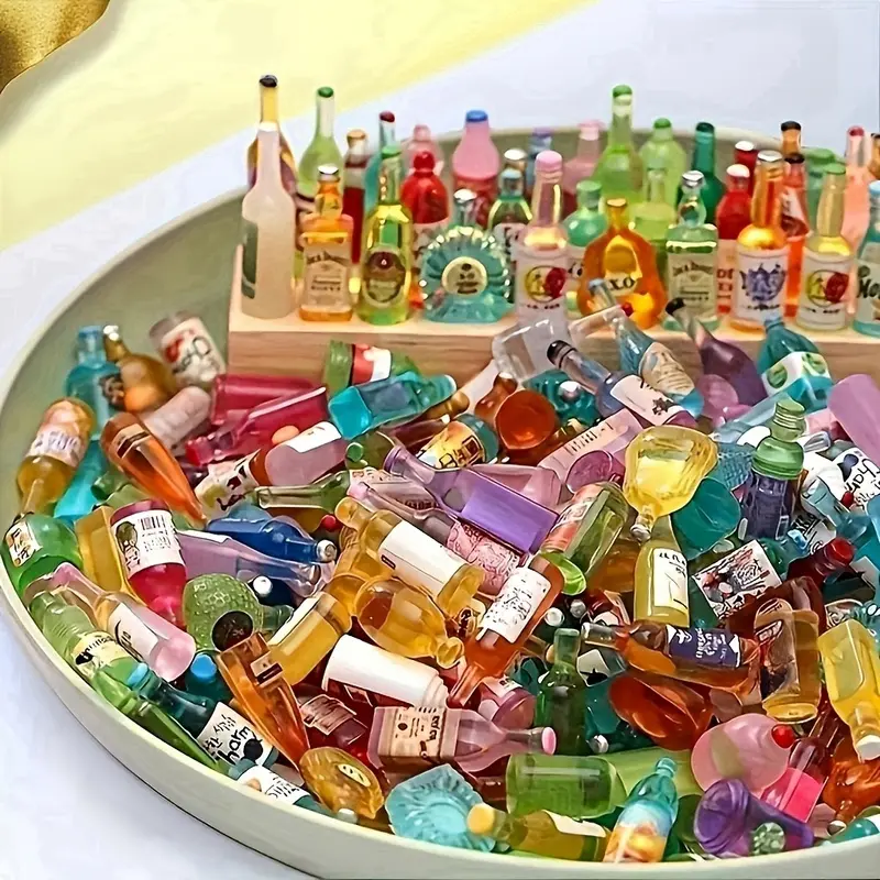 Charming Miniature Wine Bottle Charms - Versatile Decor for Dollhouses, DIY Crafts, Phone Cases & Accessories, Hairpin, Earring, Ornaments, 30/50pcs, Perfect for Room Decor