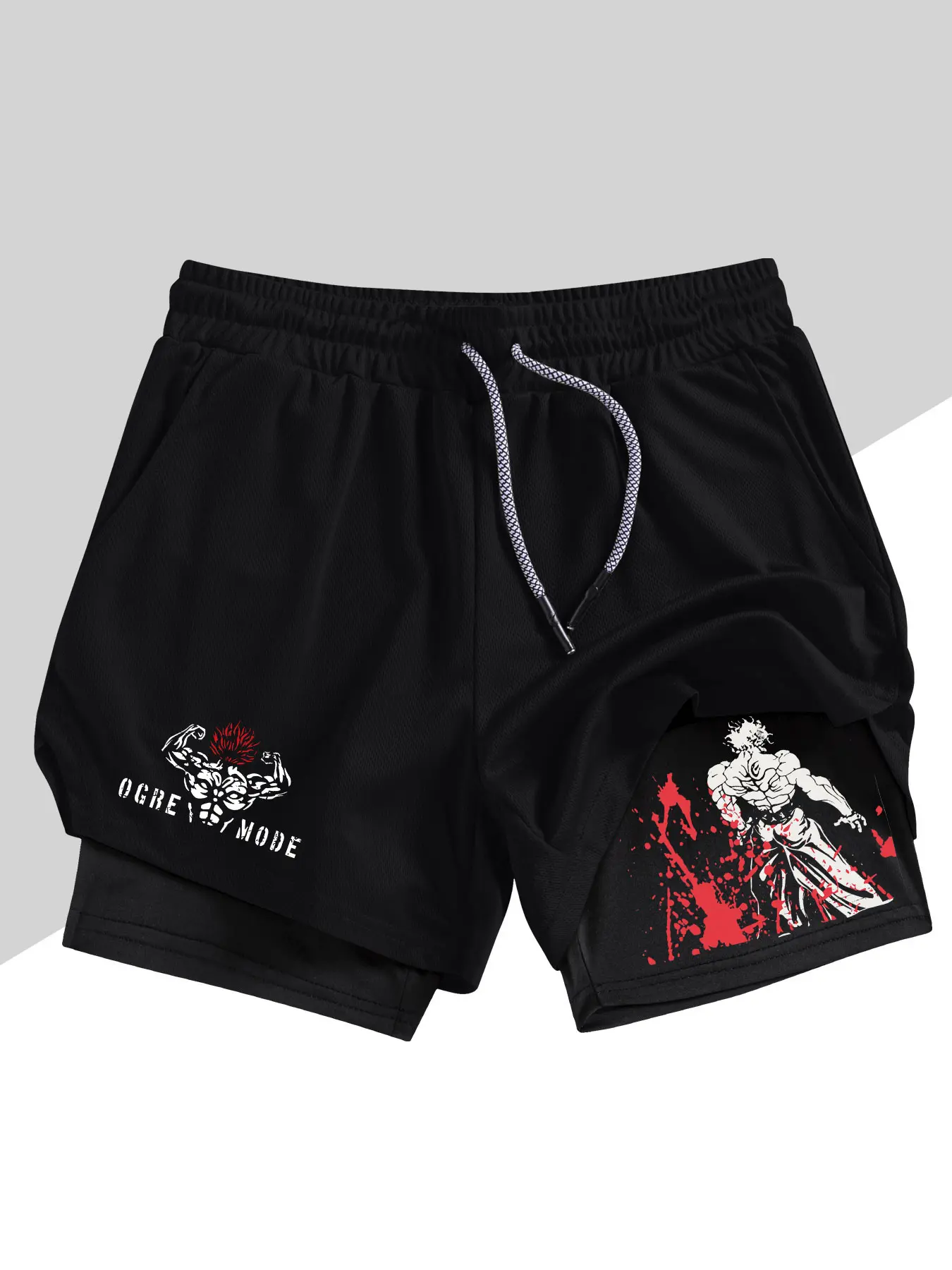 Men's Belief Conquers Fear Printed Gym Workout Shorts, Stretch Knitted Fabric, Perfect for Running Training Yoga Outdoor Activities, Sporty Casual Style, Streetwear Sports Shorts