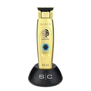 Saber Trimmer - Professional Cordless Hair Trimmer with Full Metal Body and Digital Brushless Motor in Gold