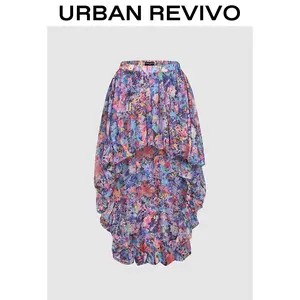 URBAN REVIVO Floral Draped Skirts UWA550005 springtok Bohemian Gamis