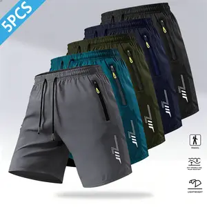 Men’s 5-Pack Quick-Dry Athletic Shorts – Lightweight Ice Silk Workout Shorts with Zipper Pockets | Perfect for Running, Gym, Training, Beach & Summer Casual Wear