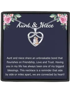 Aunt Niece Heart Pendant Necklace with Engraved 'i Love You Forever,', Perfect Gift for Aunt & Niece, Heart Shaped Necklace, Name Engraved Pendant