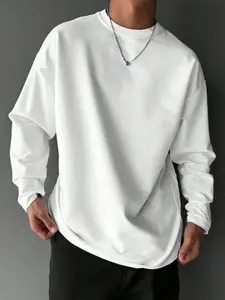 Men's Long Sleeve T-Shirt, Solid Color Casual Top, Street Style Fitted Tee for All Seasons, Perfect for Daily Wear & Sports