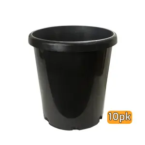 7 Gallon Tall Nursery Pots (10-pack) - Commercial Heavy Duty Black Plastic Plant Containers for Indoor/Outdoor Growing with Drainage Holes