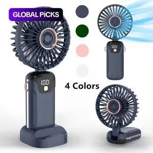USB Rechargeable Handheld Fan with Digital Display, Portable Cooling Fan, 90° Adjustable, Ideal for Outdoor Sports