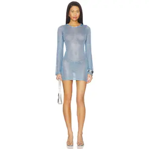 superdown Araceli Mini Dress in Metallic Blue