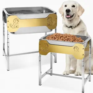 2-Pack Elevated Dog Bowls for Large Dogs – Adjustable Height Feeding Station with Stainless Steel Bowls for Neck & Spine Support, Indoor & Outdoor Use Promotes Healthy Posture