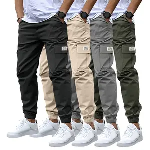Men’s 4-Pack Cargo Jogger Pants, Plain Casual Menswear Streetwear Trousers in Beige, Black, Gray and Olive with Flap Pockets and Elastic Cuffs tiktok shop deals